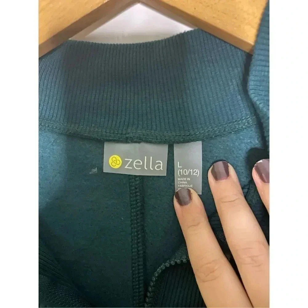 Zella Cara Kid’s Ribbed Quarter Zip Green Size 10/12